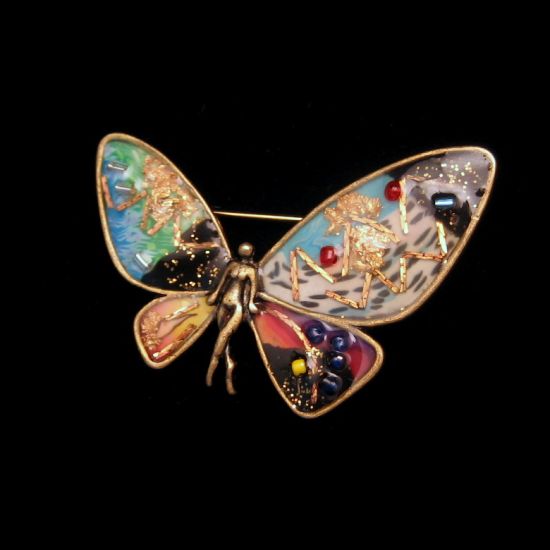 Gorgeous Vintage Nude Fairy Confetti Butterfly Wings Vintage Brooch from myclassicjewelry.com