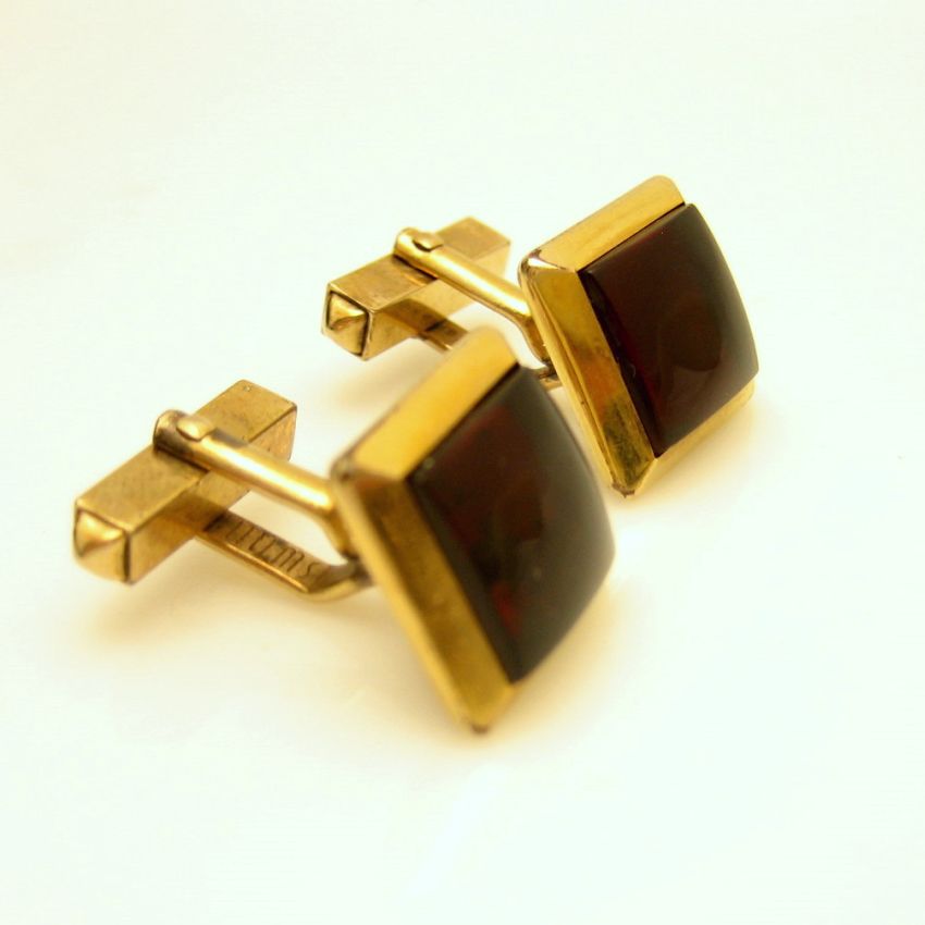 SWANK Gold Filled Red Stone Cufflinks Cuff Links Mid Century Modern ...