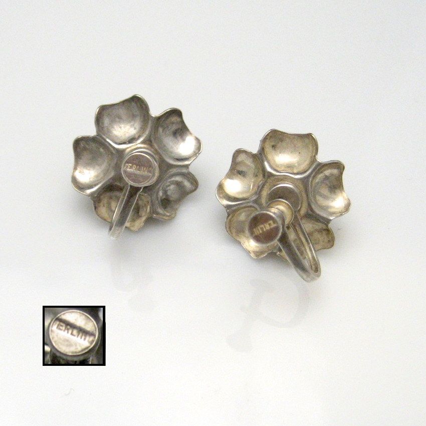 STERLING Silver Sweetheart Rose Flower Earrings Vintage Nice Detail | eBay